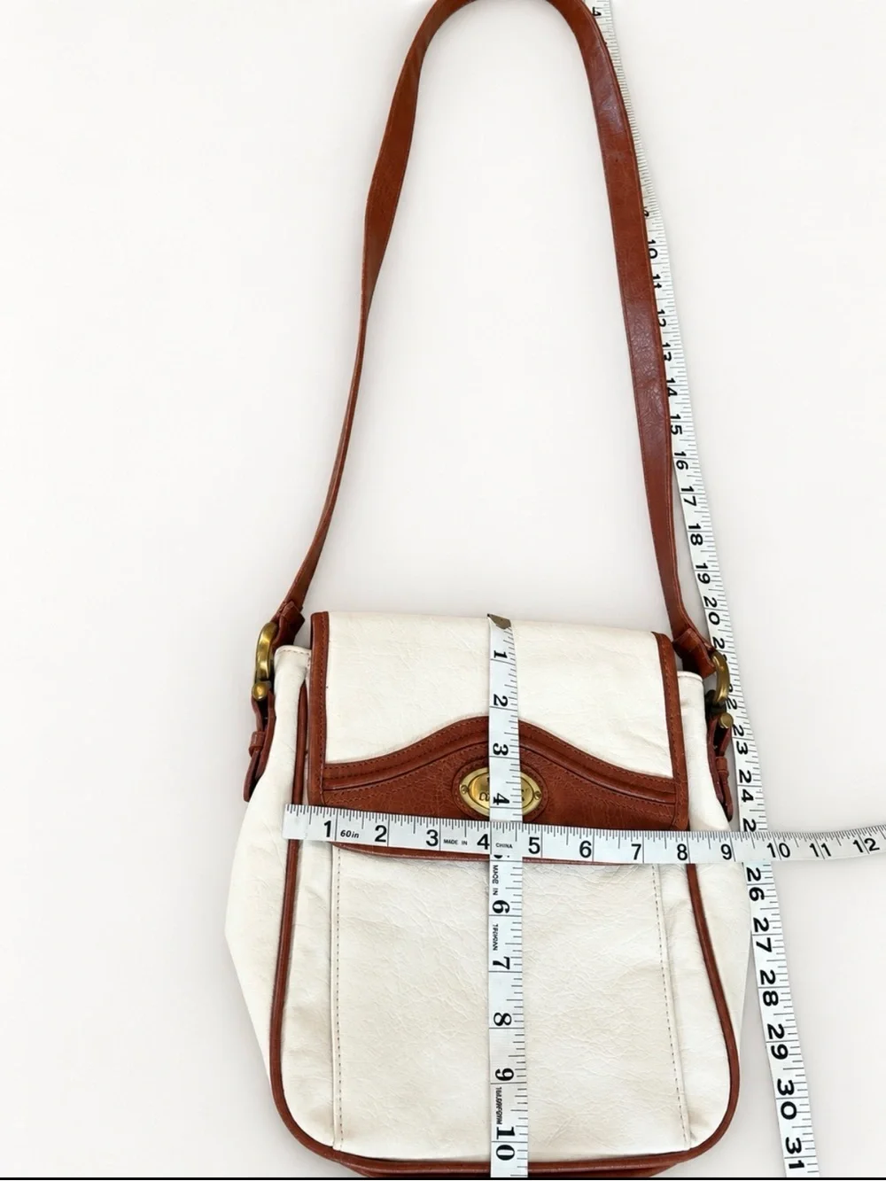 Vintage DV Collection Cream Brown Crossbody Bag Y2K Western
